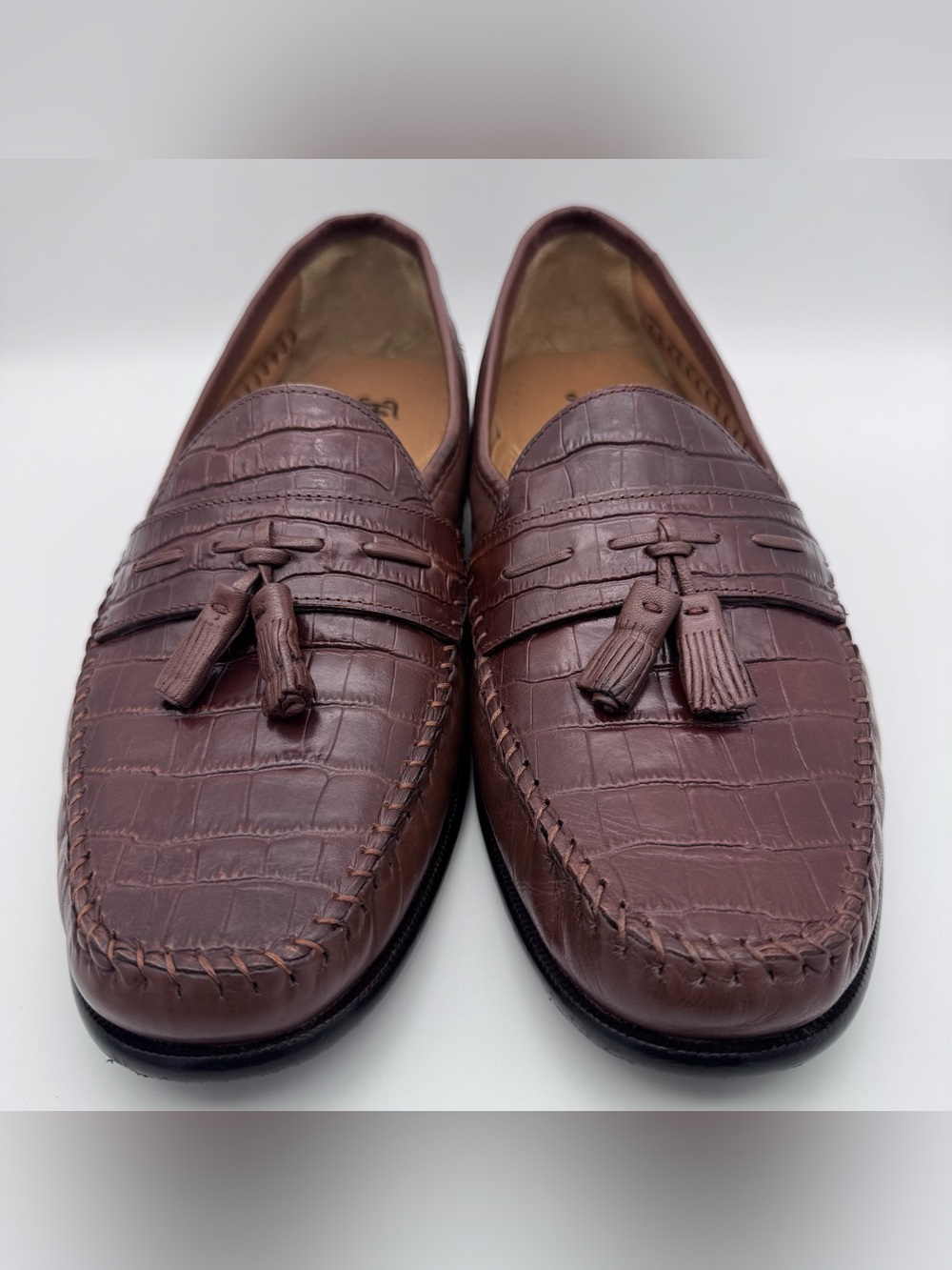 Florsheim Pisa Croc-Print Tassel Loafers – Brown – Mens Size 12 EEE (Extra Wide)